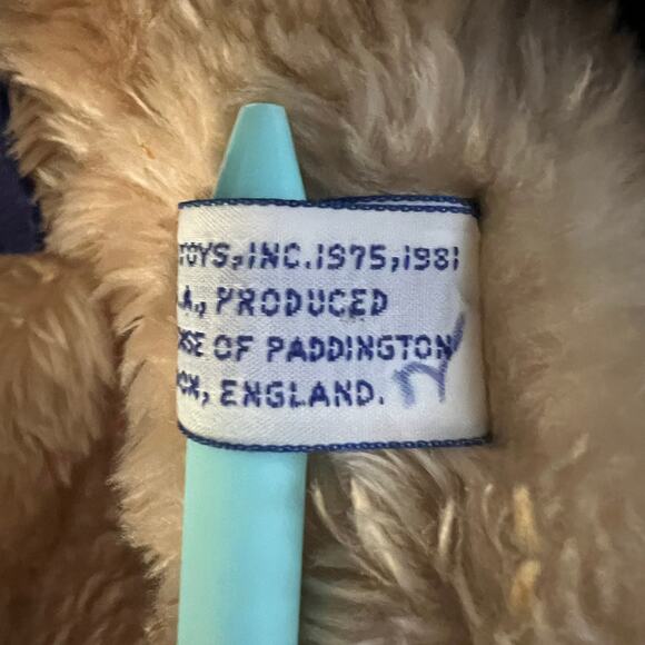 Vintage Eden Toys Paddington Bear Plush 1975/1981 Red Hat Blue Coat Tag - Picture 8 of 9